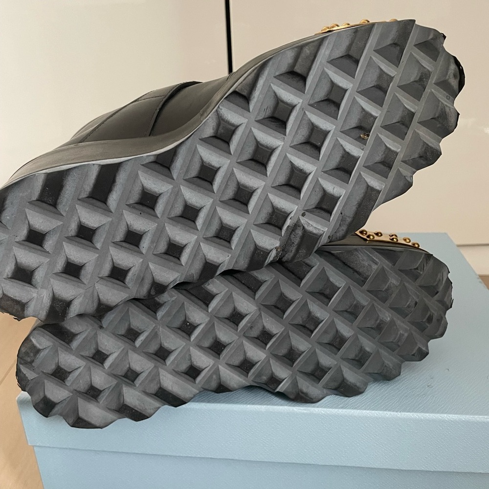 Prada Black Platform lace up boots 37.5 - Picture 7 of 15